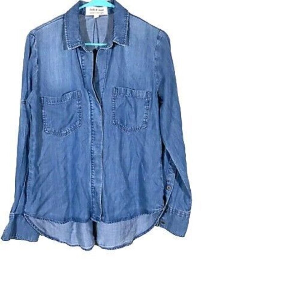 Cloth And Stone Chambray Denim Long Sleeve Button Up Shirt S Anthropologie